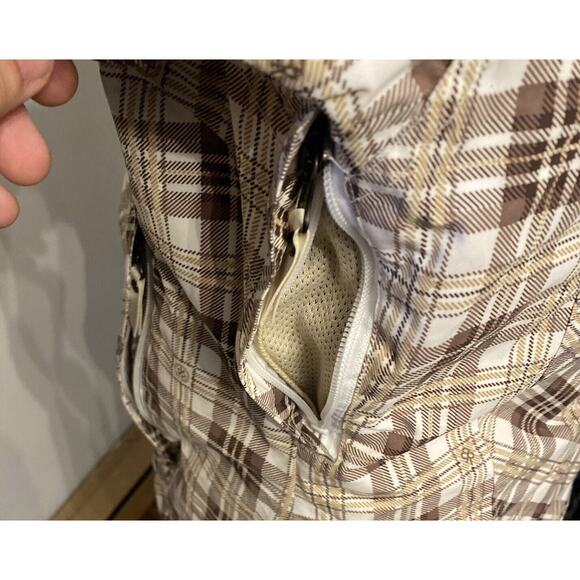 BETTY RIDES Zip & Snap Up Brown And White Plaid Quilted Parka Jacket Womens M - Picture 10 of 10